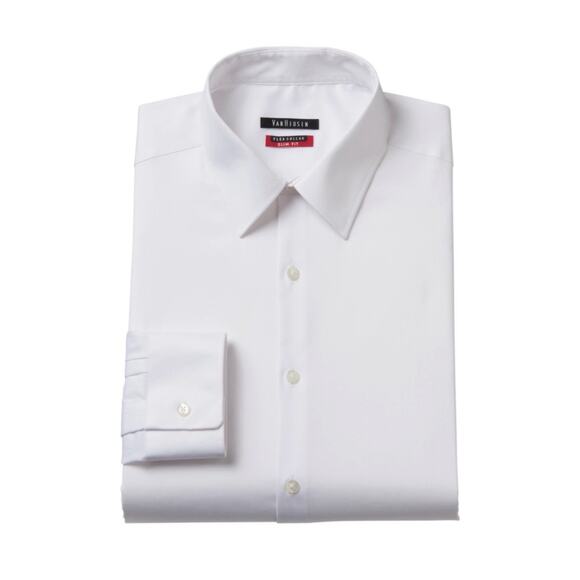 Van Heusen Dress Shirt Mens 15-15.5x34/35 White Stain Shield Regular Fit Stretch - Picture 1 of 7